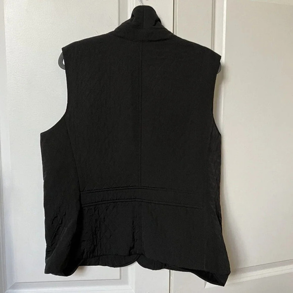 Talbots Black Quilted Old Money Preppy Equestrian Neutral Button Down Vest Large - Picture 4 of 7